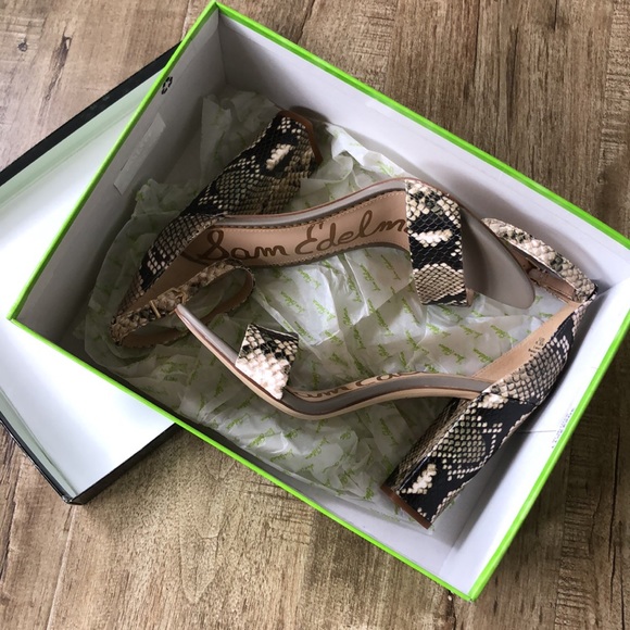 Sam Edelman Yaro Leather Snake print Square heels - Picture 3 of 14